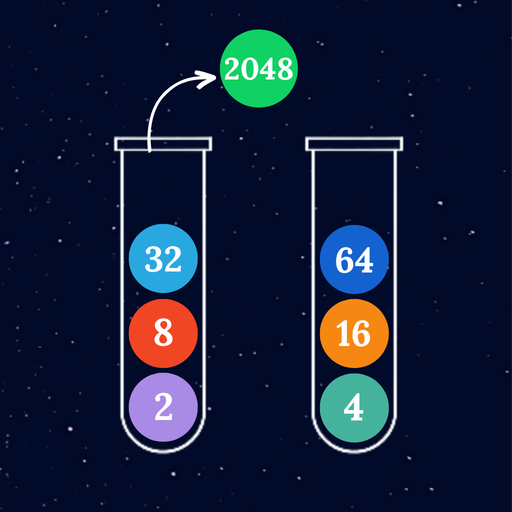 ball sort 2048 ： merge numbers